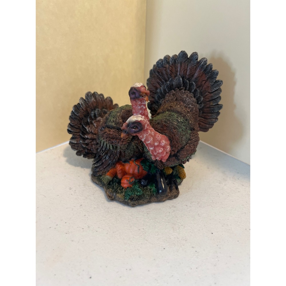 K's Collection Resin Turkey Figurine Thanksgiving Harvest Decor Pumpkins 4 Inch